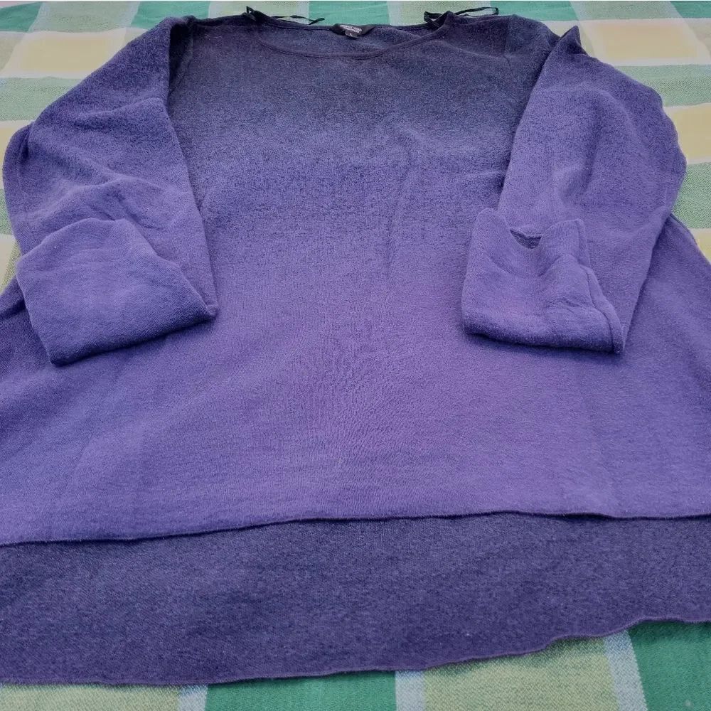 SimplyVeraWang L DarkBlue ColorBlock Metalic on Top Longslvs UpDown Women's Top.